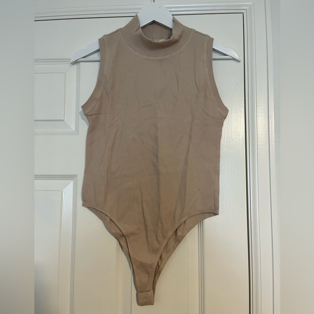 Kori Tan Mock Neck Bodysuit Sz S NWT